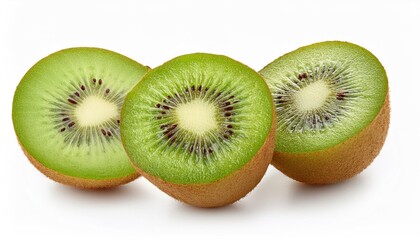 Kiwi Fruit Slices Isolated on White Background Fresh and Vibrant