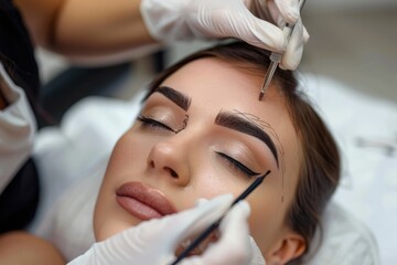 Naklejka premium Photo realistic of a Beauty Therapist Performing Collagen Facial Treatment for Skin Rejuvenation and Health Perfect for Beauty and Skincare Advertising Campaigns