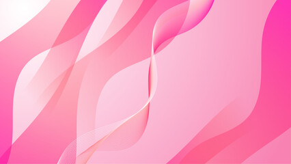 Abstract trendy pink gradient background with flowing wave lines vector illustration