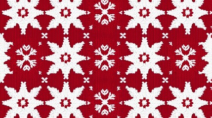 Festive winter snowflake pattern on red background for christmas decoration