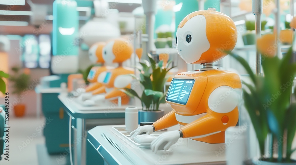 Poster a smart production line where robots and ai ensure zero-waste output.