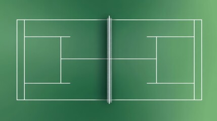Minimalist green tennis court aerial view for sports concept and design