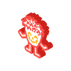 fluffy monster cute isometric icon vector illustration