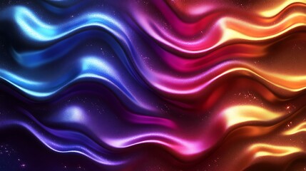 Fototapeta premium Abstract Colorful Swirling Fabric Texture Vibrant Hues Shiny Metallic Waves Gradient Design