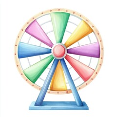 Obraz premium A colorful spinning wheel with multiple sections, reminiscent of a carnival or game setting, featuring a sturdy base for stability.