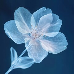 X-ray of delicate flower with translucent petals  
