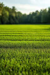 Obraz premium A perfectly manicured grassy field showing a steady pattern of growth
