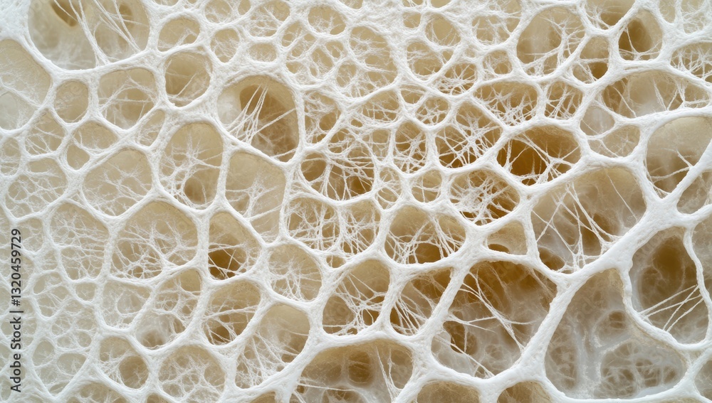 Wall mural close-up macro texture of porous organic structure with intricate fibrous network