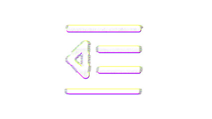 Icon outdent is distorted. Glitch. Noise, chromatic aberration, geometric distortion