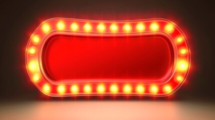Vibrant neon frame with glowing lights for retro signage and advertising design