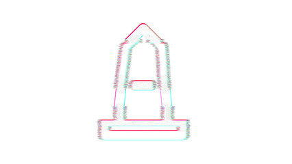 Icon monument is distorted. Glitch. Noise, chromatic aberration, geometric distortion