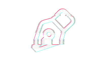 Icon pen nib is distorted. Glitch. Noise, chromatic aberration, geometric distortion
