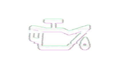 Icon oil can is distorted. Glitch. Noise, chromatic aberration, geometric distortion