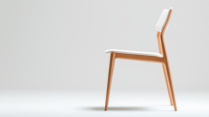 Fototapeta premium A set of minimalist dining chairs with wooden frames and upholstered seats, designed for comfort and style in a contemporary dining area.