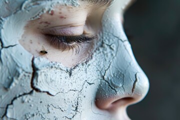 Facial care ritual, woman with facial mask, cosmetic facial mask for skin health, Detoxifying Facial Treatment - AI Generated