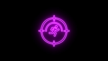 Glowing neon target icon isolated. Ideal for Target and Accuracy Themes. Simple neon line target audience line icon. Stroke pictogram.Customer Focus icon.Icon Person Target With Style Outline	