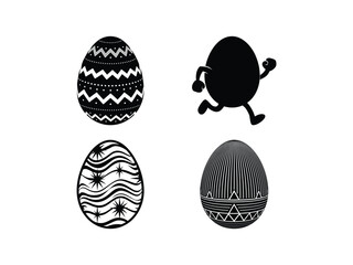 Easter Egg Silhouette Collection &ndash; Black and White Decorative Eggs for Festive Projects
