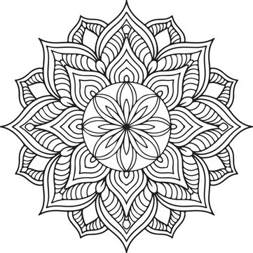 A creative simple mandala design vector style silhouette with white background