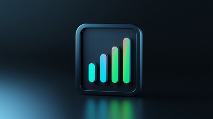 Glowing Bars Icon Illustrating Growth and Progress on Dark Background