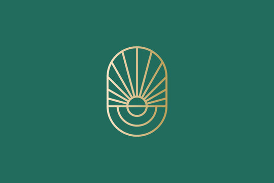 Abstract Golden Sunrise Logo for Sustainable Agricultural Business
