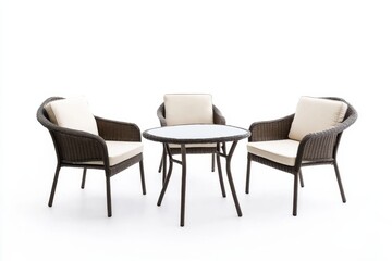 Modern trendy patio furniture set with clean lines and comfortable seating for outdoor relaxation