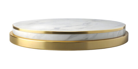Circle marble podium stand plate white.