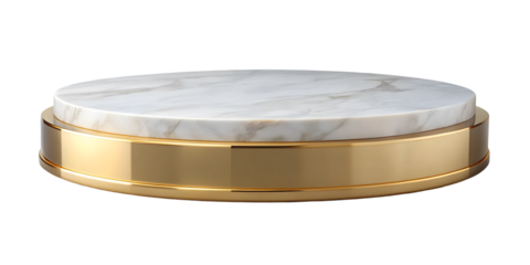 Circle marble podium stand plate white.