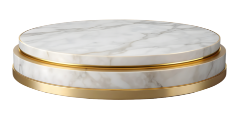 Circle marble podium stand plate white.