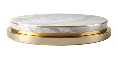 Circle marble podium stand plate white.