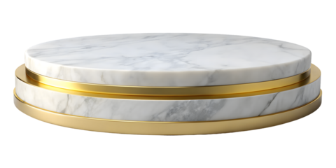 Circle marble podium stand plate white.