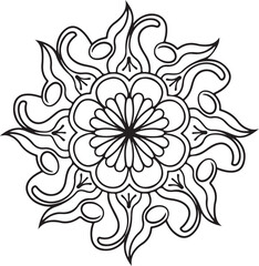 A creative simple mandala design vector style silhouette with white background