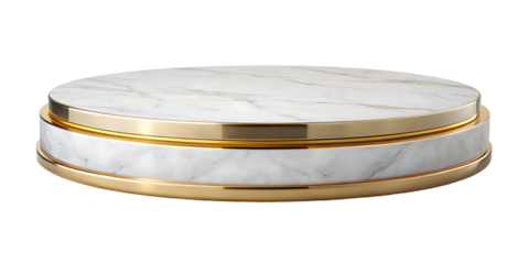 Circle marble podium stand plate white.