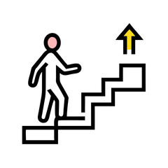 Outline person stepping up stairs icon