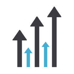 Black upward arrows indicating growth and progress