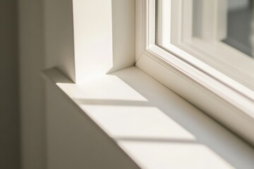 Fototapeta premium Minimalistic white vertical poster frame mockup with soft light and gentle shadows in modern design