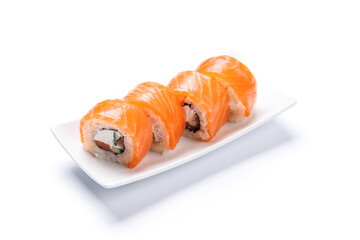 Sushi maki beautifully arranged on plate