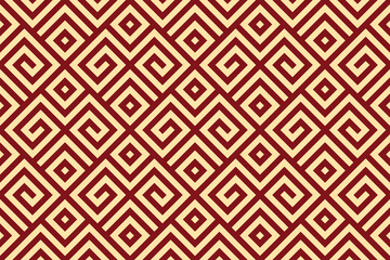 Abstract geometric pattern. A seamless vector background. Golden and red ornament. Graphic modern pattern. Simple lattice graphic design