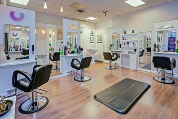 Empty Hair salon studio, luxury beauty, cosmetic, makeup product background, Elegant Beauty Salon Interior - AI Generated
