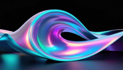 Abstract iridescent fluid forms on a dark background