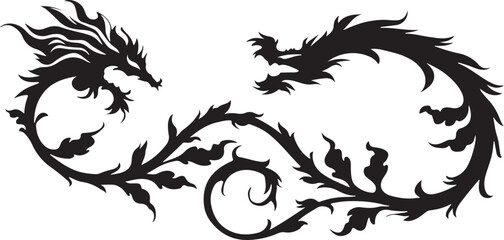 Tribal Dragon Infinity Tattoo silhouette vector Design, Mythical Fire Serpent, Vector Art & Symbolic Ink