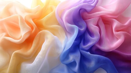 Obraz premium Abstract Pastel Ombre Silk Fabric Texture Background Soft Draped Colorful Gradient