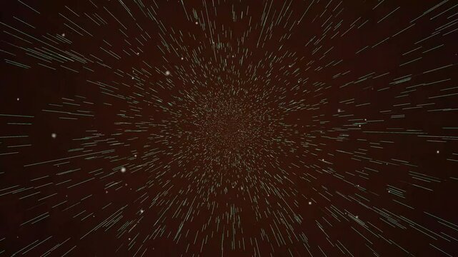 Abstract Background With Red and Orange Hues for Technology, Design, or Celebration Themes. An impressive 3d rendering of white lines rushing quickly forward in the black cyberspace tunnel. 4k video.