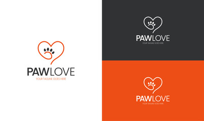 Pet logo, animal logo, paw print logo, heart logo, pet care logo, veterinary logo, pet adoption logo