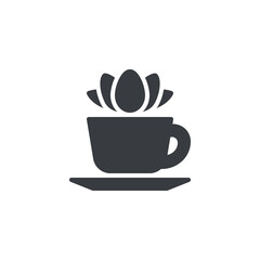 A tea cup with a lotus flower vector icon
