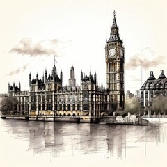 Fototapeta premium an AI Image Generator, Elegant Illustrated View of London