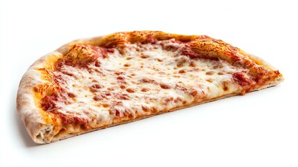 Delicious Margherita Pizza Slice with Melting Cheese on White Background