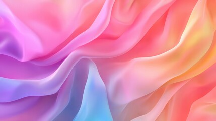 Obraz premium Abstract iridescent waves with fluid motion, shimmering pastel tones, and a futuristic holographic glow