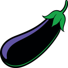 Vibrant Cartoon Illustration of an Eggplant