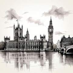 Fototapeta premium an AI Image Generator, Elegant Illustrated View of London