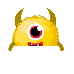 vector illustration icon character cartoon of cute funny bright yellow monster